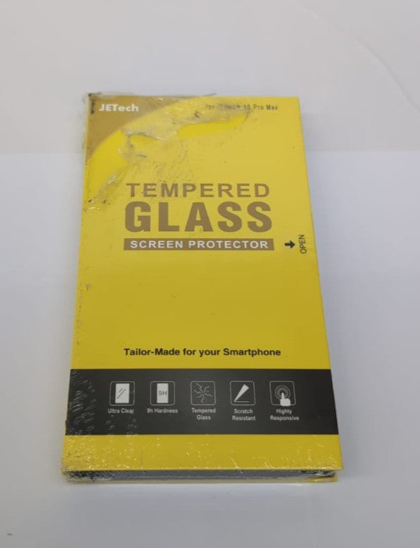 JETech iPhone 15 Pro Max Screen Protector 3-Pack – Glass, HD Clear (Box Damaged)