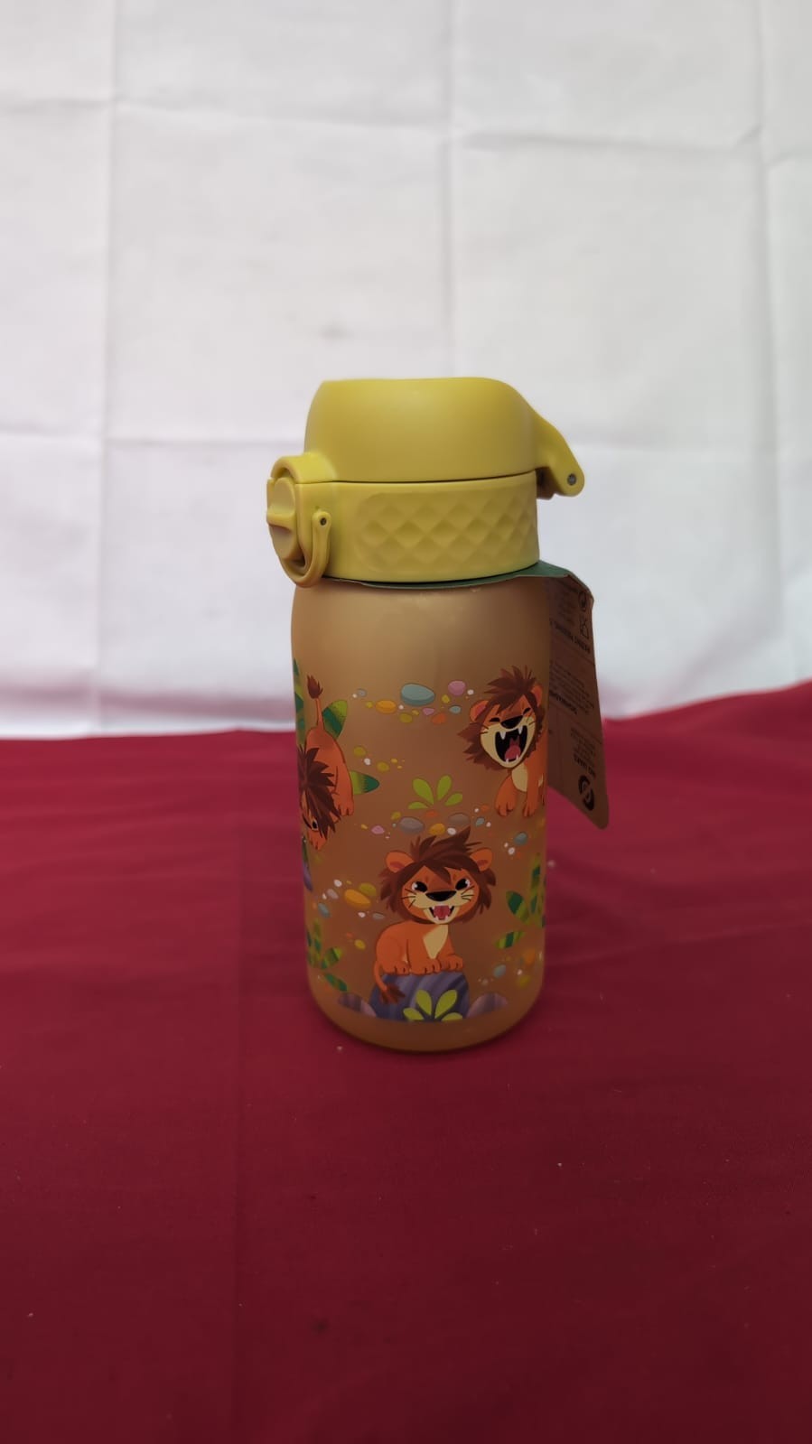 Ion8 Kids Water Bottle, 350 ml/12 oz, Leak Proof, Easy to Open,Yellow, Baby Lion