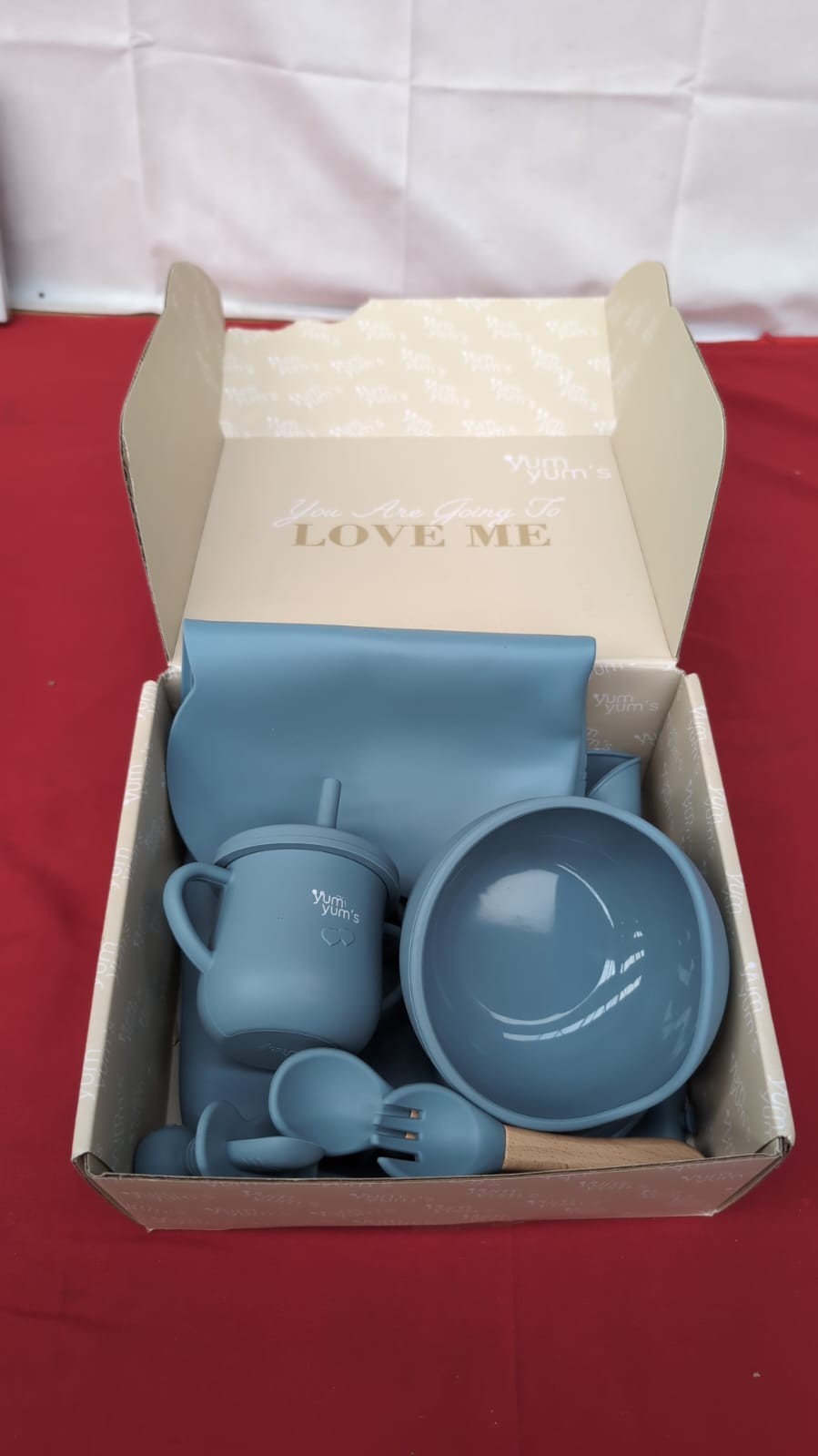 Yum Yum's Baby 10 Pcs Blue Weaning Set Complete Toddler Feeding Kit(box damaged)