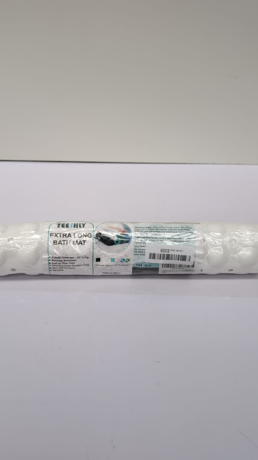 TEESHLY Bathtub Mats for Shower Tub Extra Long Non-Slip Bath Mat,99x 39cmWhite