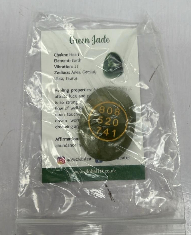 Zibu Symbols Green Jade Natural Crystal for Money & Prosperity