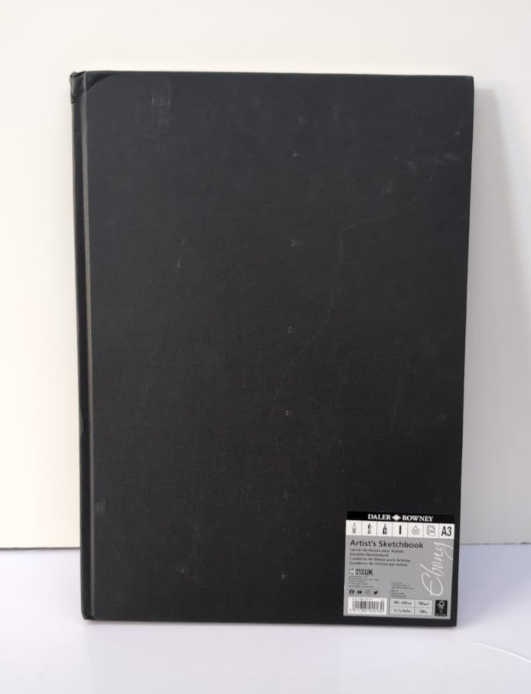 Daler-Rowney Ebony A3 Smooth Sketchbook, Casebound (front cover scuffed)