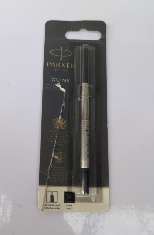Parker Rollerball Pen Refill Black QUINK Ink | 1 Count (PACKAGING DAMAGED)