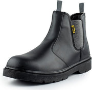 Black Hammer Men's Chelsea Safety Work Boots Smooth Leather Steel Toe 12 UK