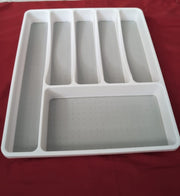 Practical Cutlery Tray 6 Compartments Drawer Insert White and Grey(USED)