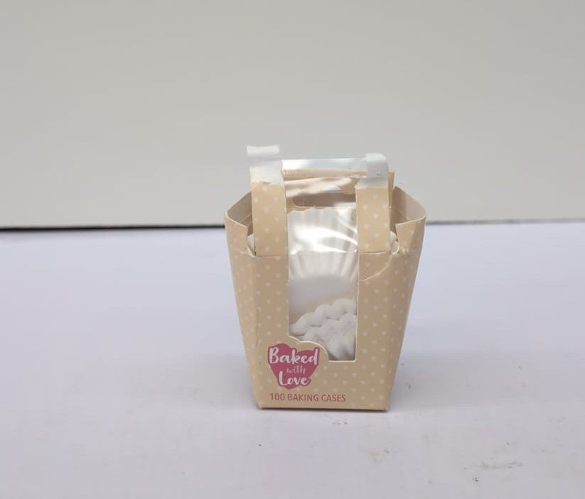 Baked with Love White Mini Cupcake Cases,Baking Cups(PACK DAMAGED)