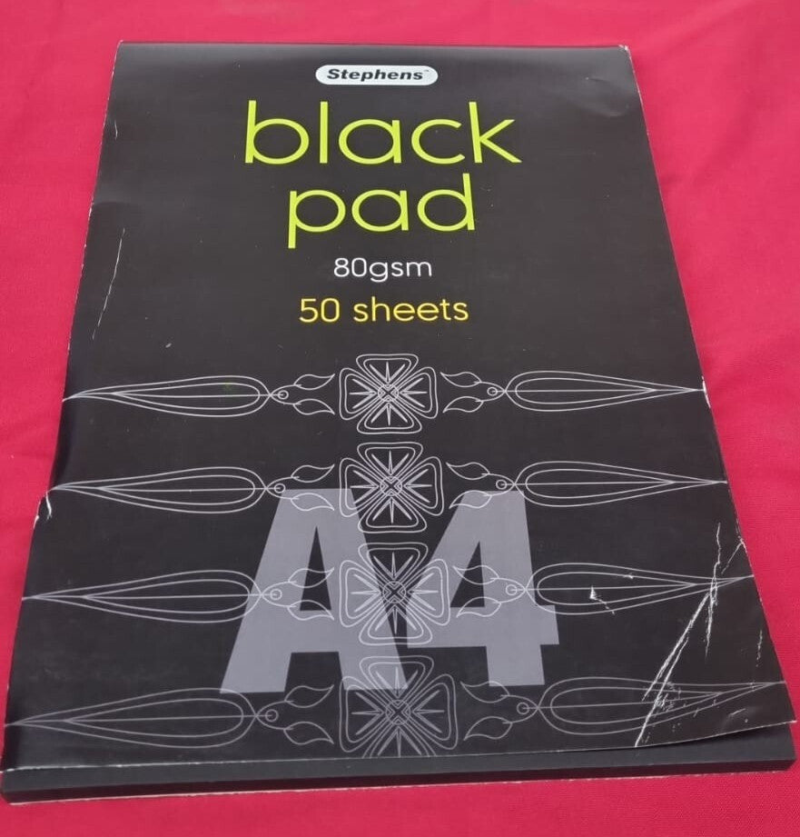 Stephens Black Coloured Paper Pad A4 80gsm 50 Sheets, Makes The Perfect Sketch
