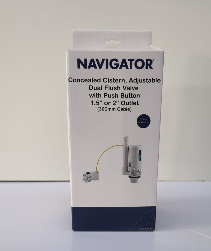 Adjustable Dual Flush Toilet Valve Concealed Cistern w/Push Button-300mm Cable