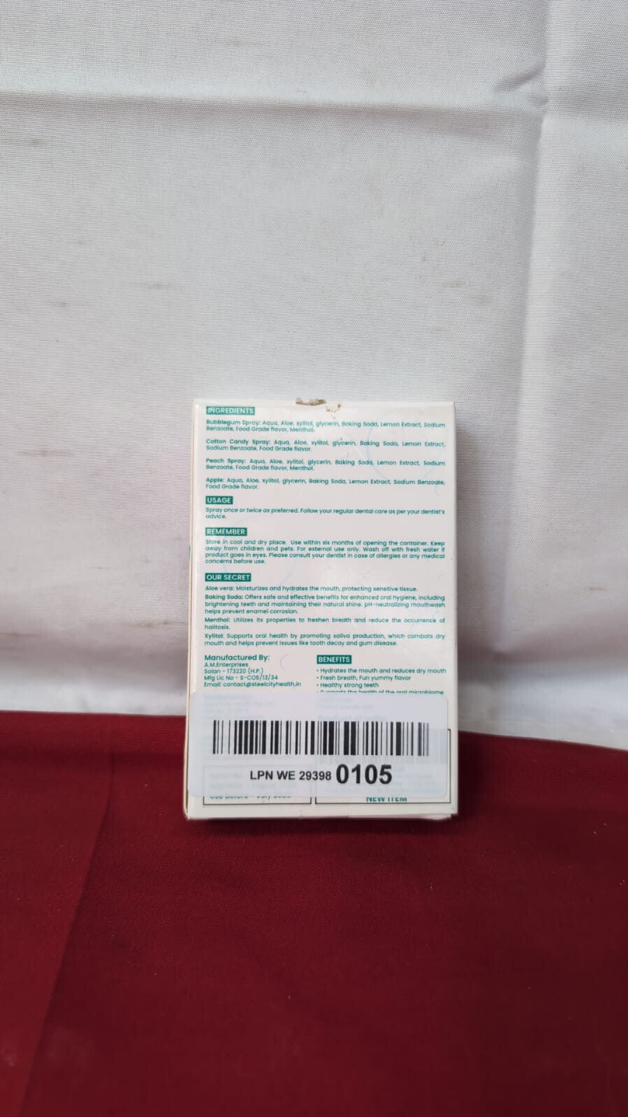 HM - Dry Mouth Fun 4 Flavoured Spray - Peach, Bubble Gum, Cotton Candy & Apple