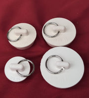 Drain Stopper Set Rubber Sink Plug with Hanging Ring  4 Sizes, White (4 Pieces)