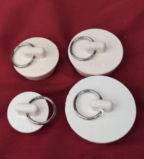Drain Stopper Set Rubber Sink Plug with Hanging Ring  4 Sizes, White (4 Pieces)