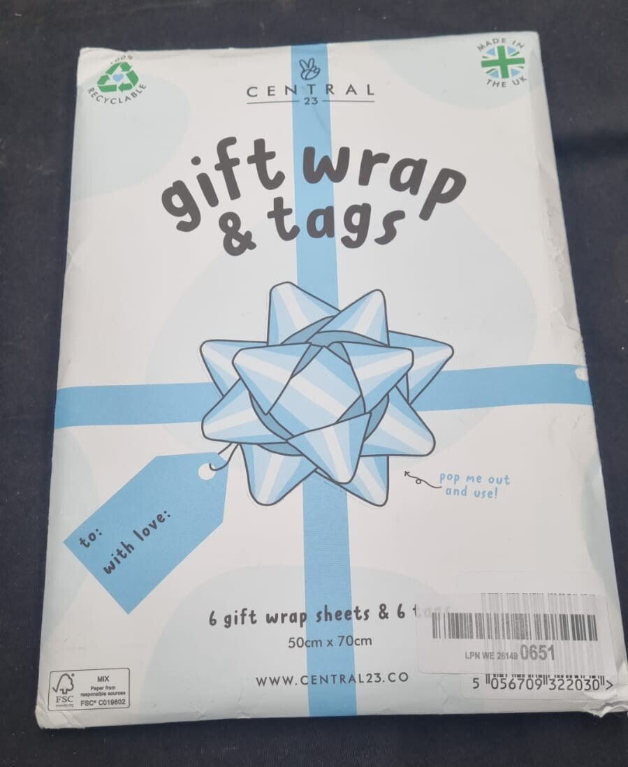 Central 23 gift wrap & tags 6 gift wrap sheets & 6 tags 50cm x 70cm