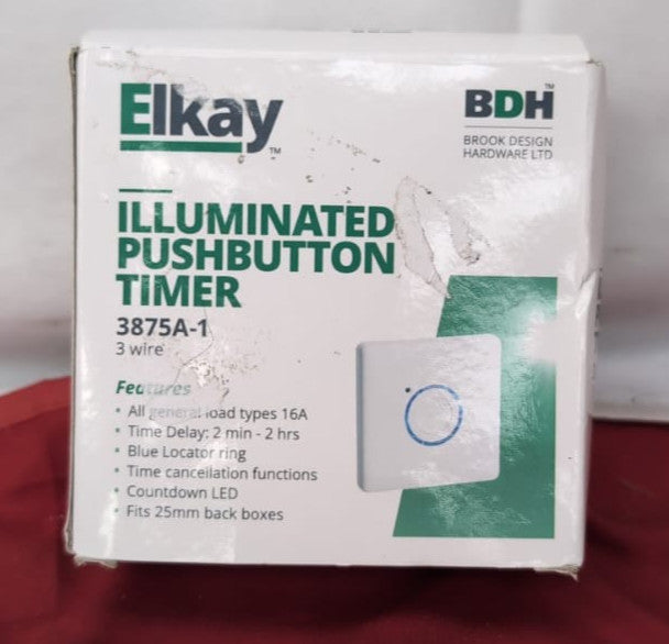 ELKAY 3875A-1 Illuminated Push Button Timer, 3 wire Master, ABS, White