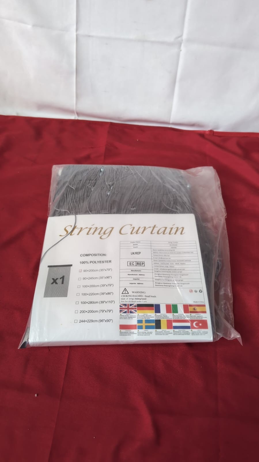 HSYLYM String Curtains Dense Decorative Use Single Door Curtain for Windows,Grey