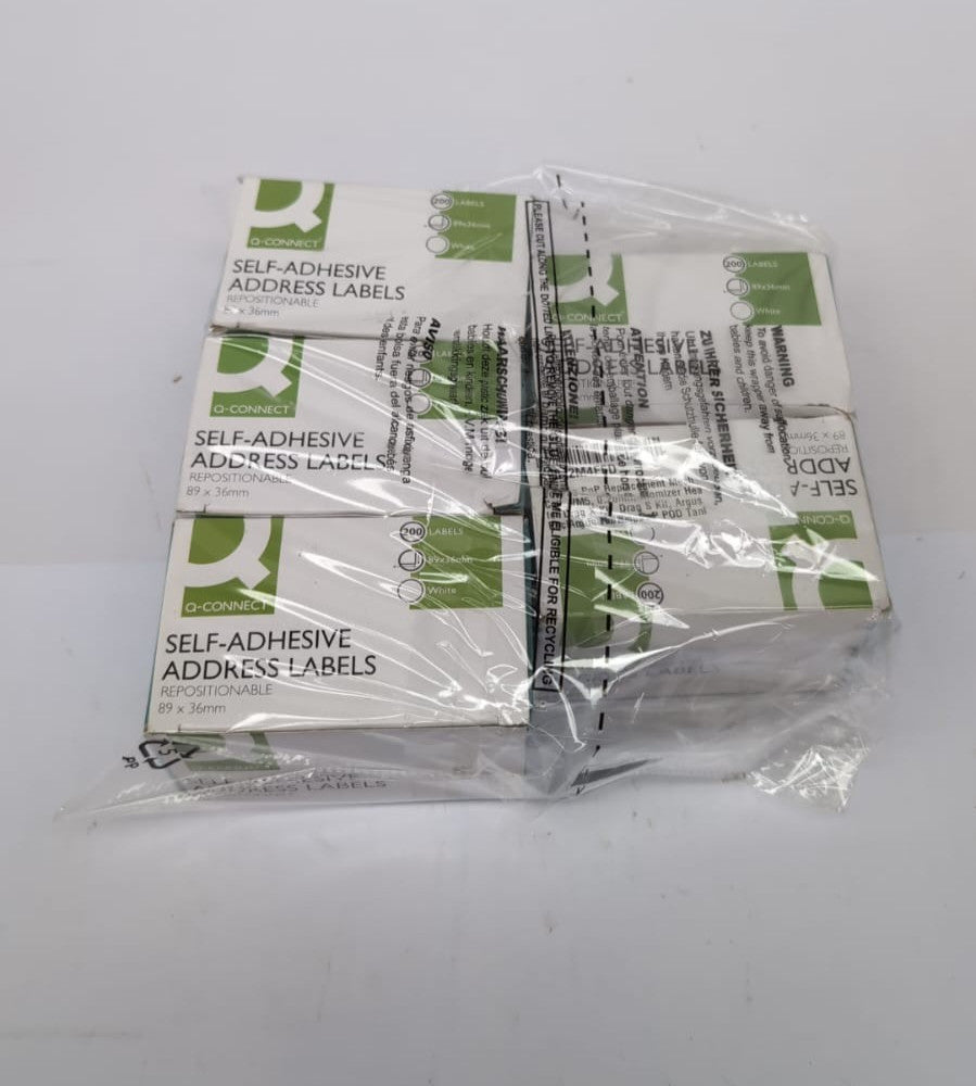 Q-Connect Address Label Roll Repositionable Self Adhesive White , 200 Ct 5PACK