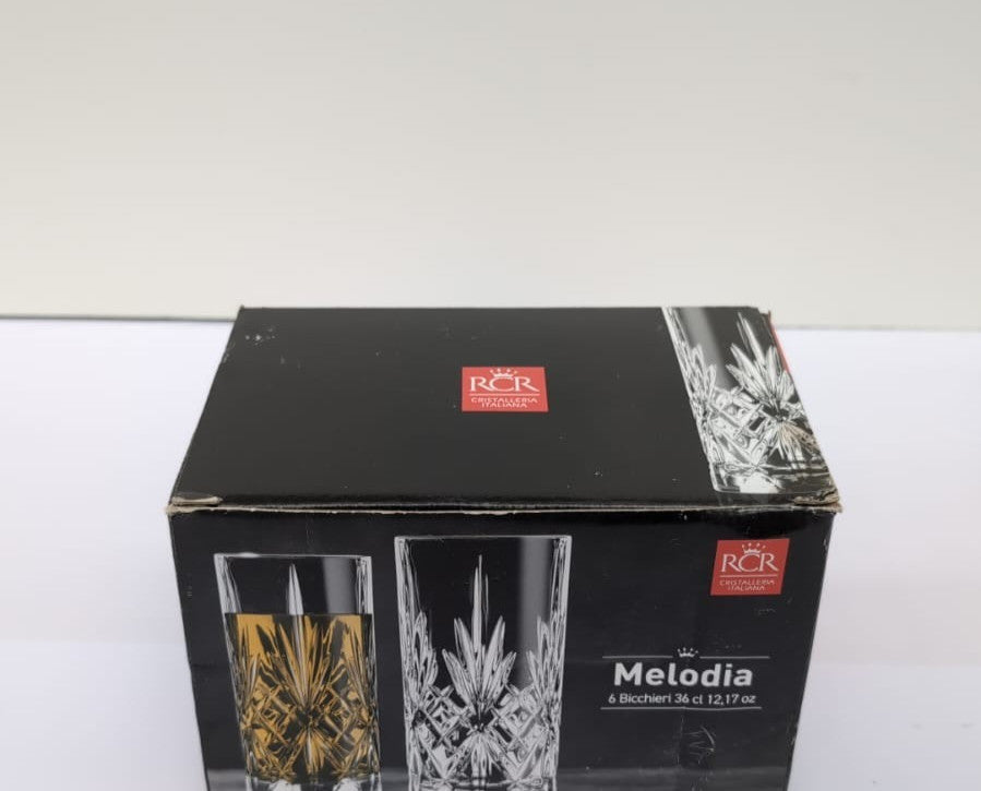 RCR Crystal Melodia Highball Glasses, Set of 6-360ml
