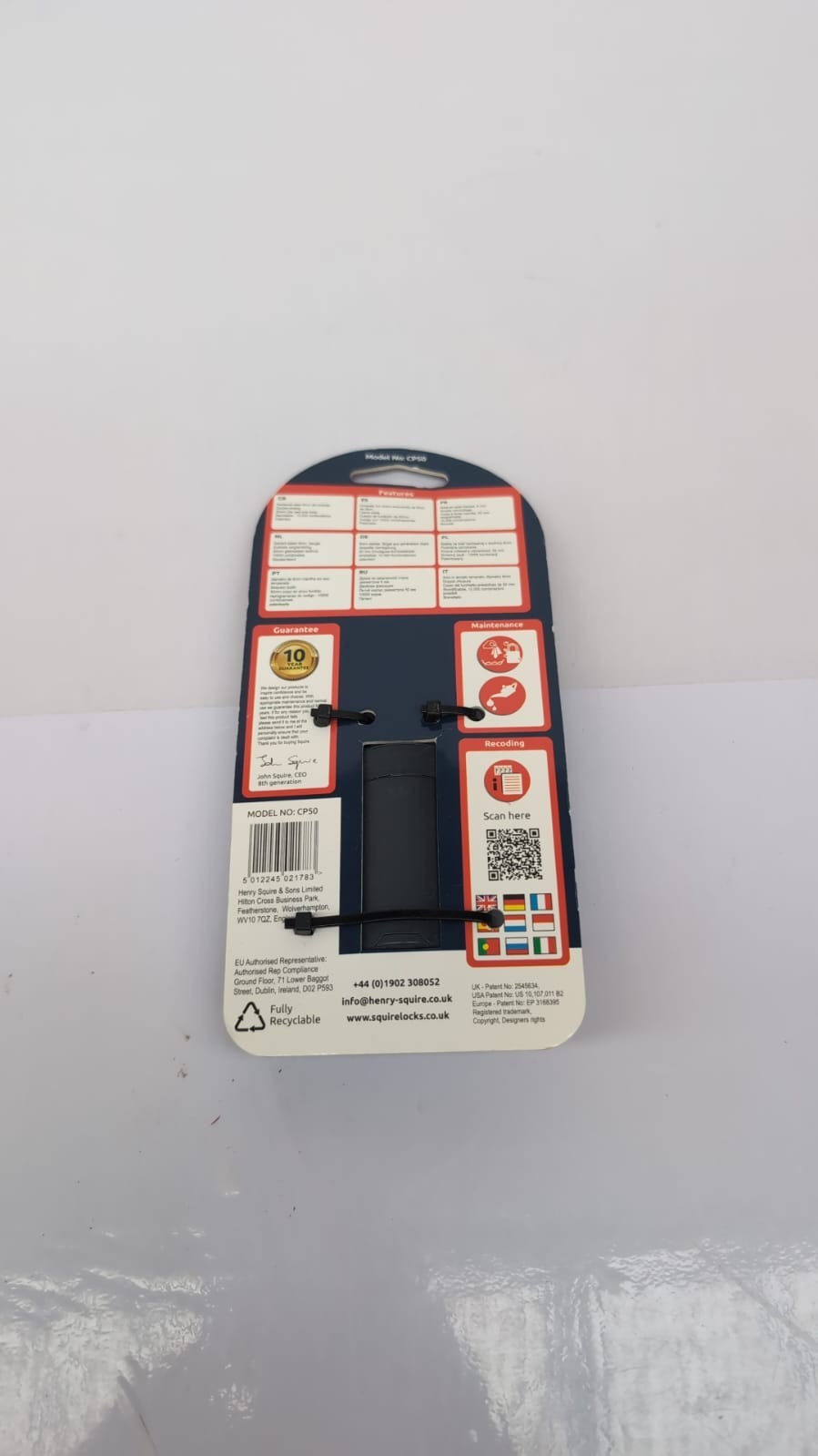 Squire Heavy Duty Padlock (CP50) - Toughest Steel Shackle - 4 Wheel Combination