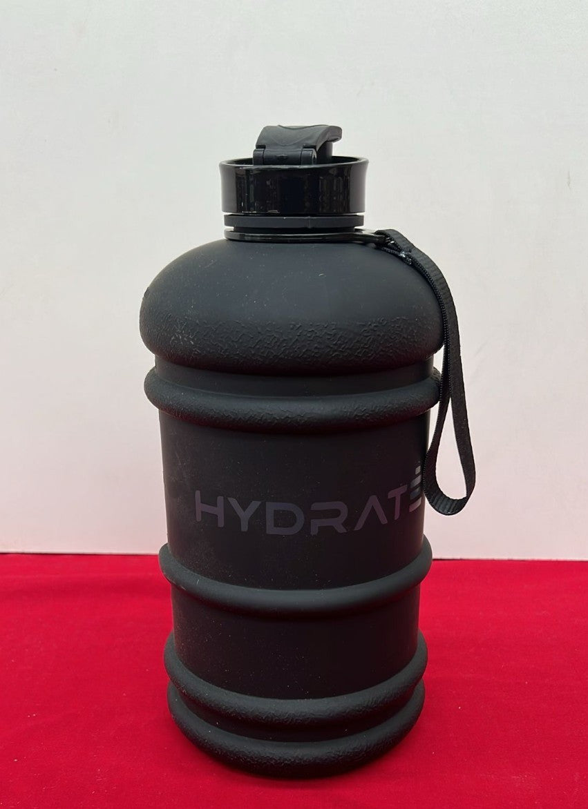 HYDRATE XL Jug 2.2 L Water Bottle BPA Free with Handle and Flip Cap-Matte Black