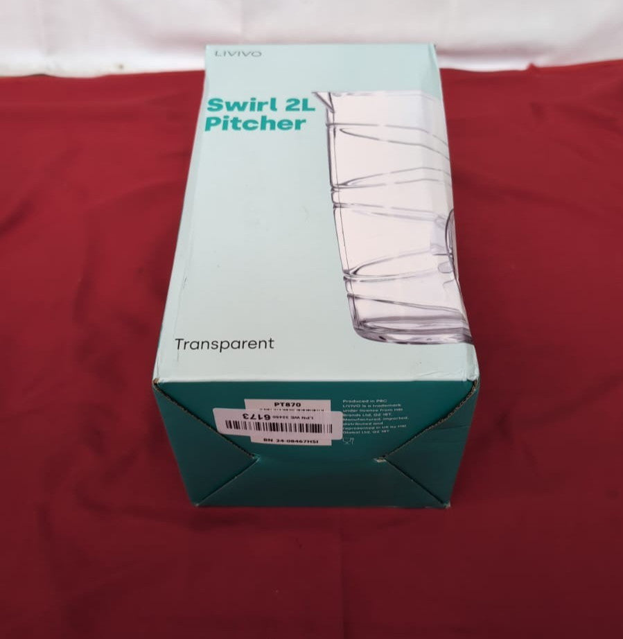 LIVIVO Swirl Design 2L Plastic Pitcher Jug with Lid and Vented Spout(USED)