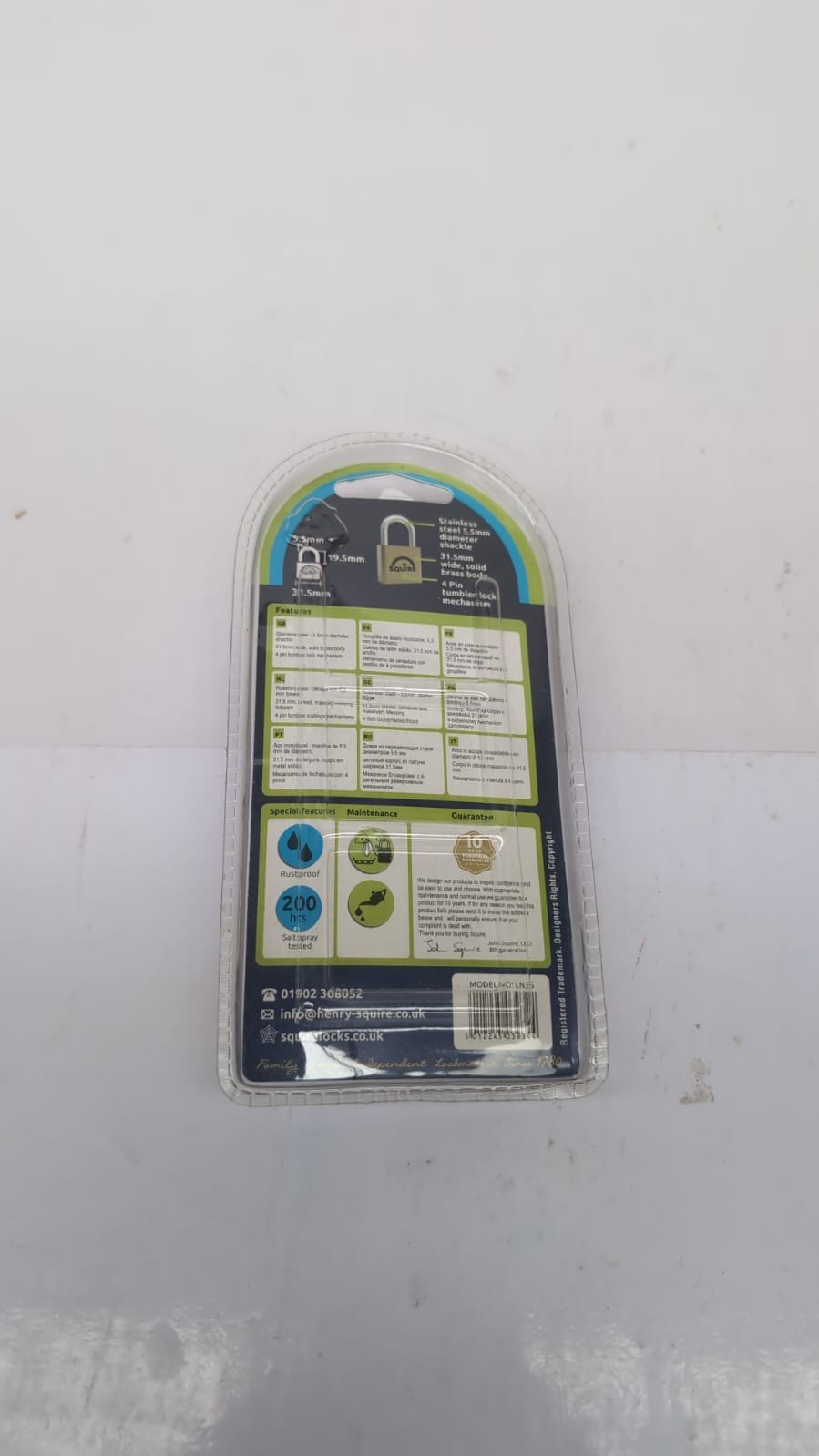 Henry Squire Lion Premium Solid Brass 4 Pin Padlock, 31.5 mm (Length)