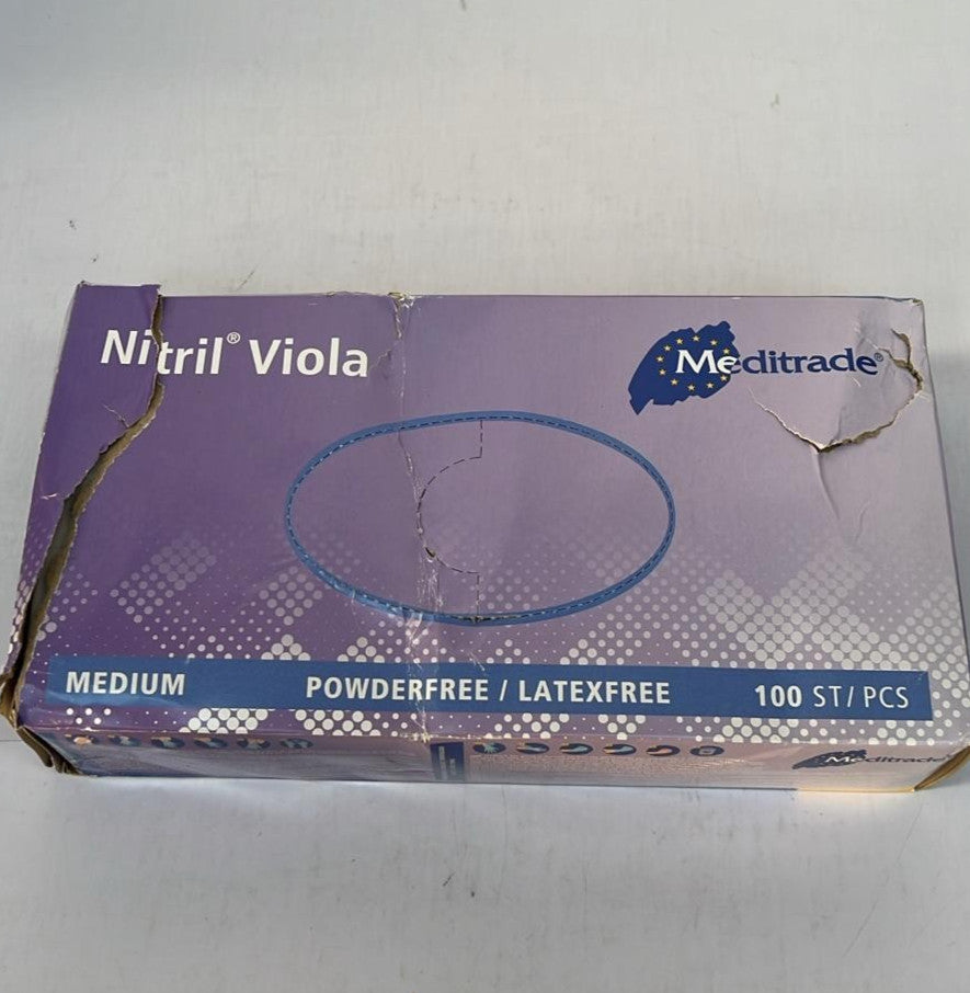 Nitrile Viola glove in pure Nitrile powderfree Medium 100pcs (BOX DAMAGED)