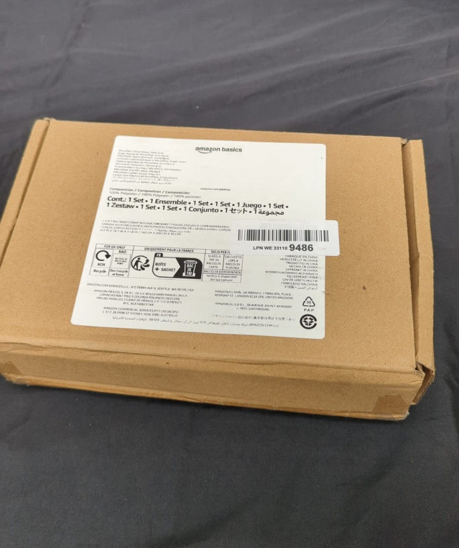 Amazon Basics Soft Microfibre Fitted Sheet, Dark Grey(NEW BOXDAMAGED)