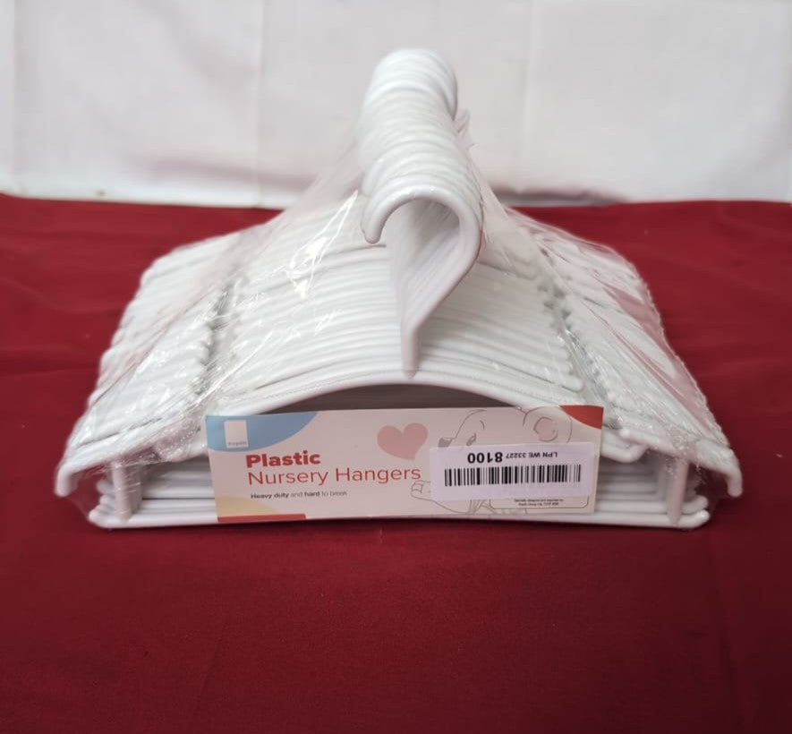 36 Pack White Plastic Nursery Hangers, Ultra Thin  Baby Nonslip Tublar hangers