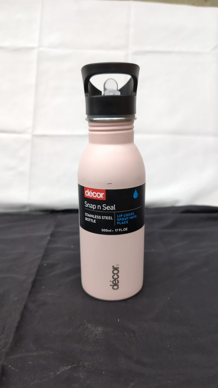 Décor Snap n Seal 500ml Stainless Steel Water Bottle with Straw,Pink(scuffed)