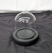 Belle Vous Glass Dome Cloche Bell Jar with Black Wooden Base ,Clear Decorative