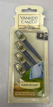 Yankee Candle Vent Sticks Car Air Fresheners | Clean Cotton | 4 Count |