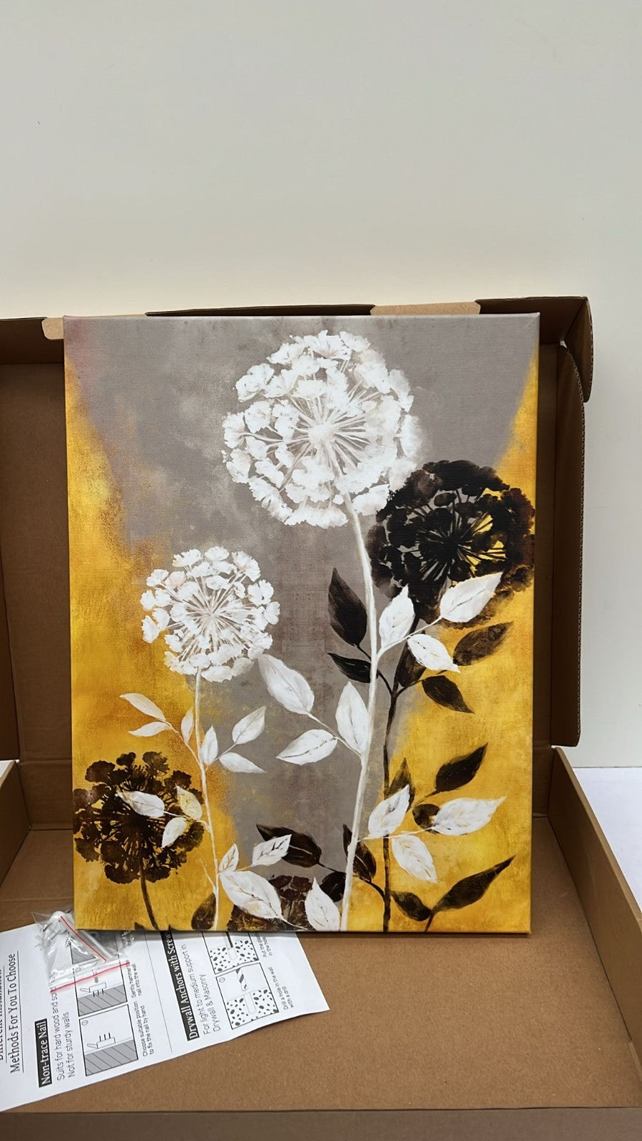 Wall Art Canvas Painting Gold Floral Botanical Posters 16"x20" (3 Packs)