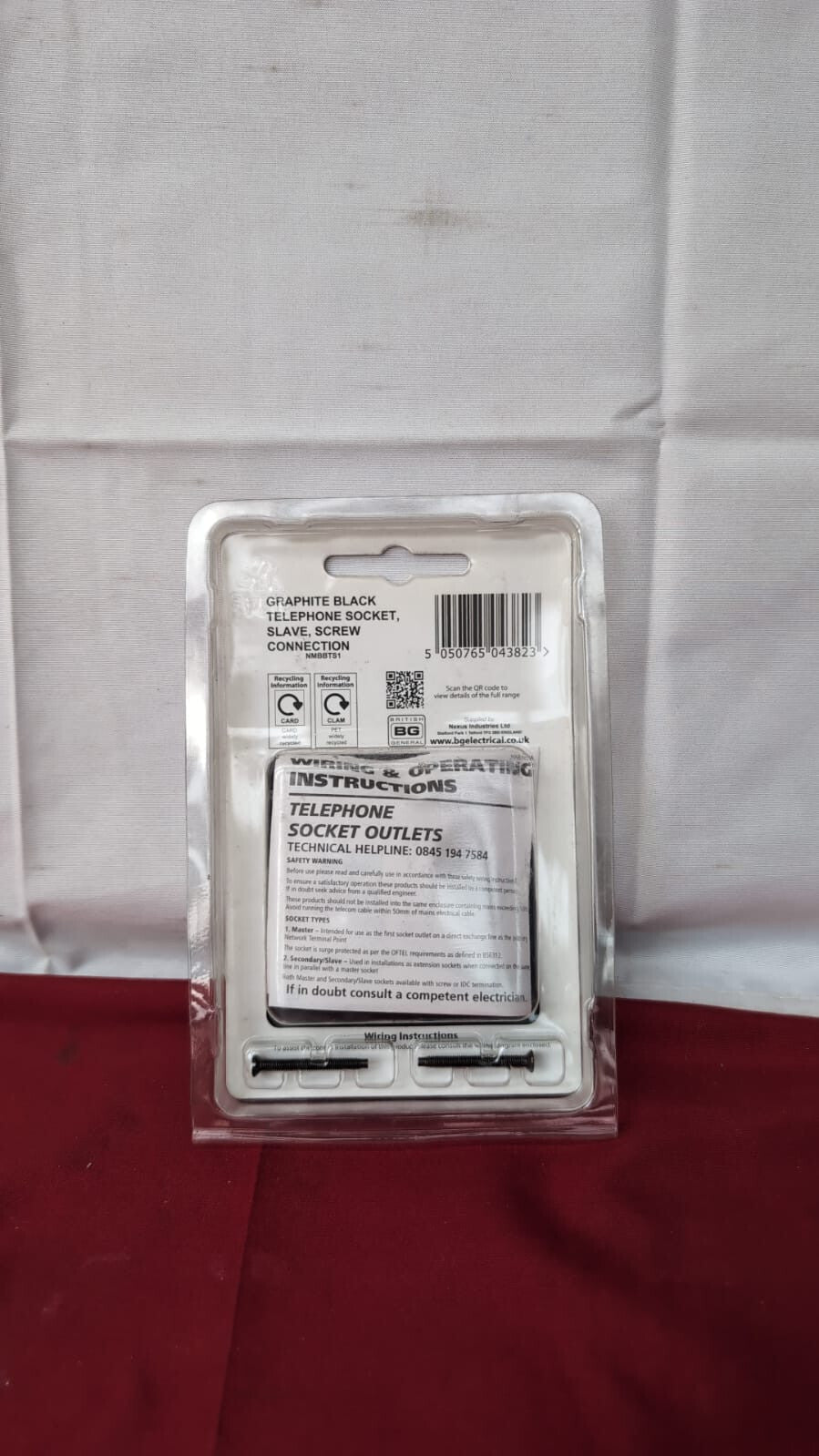 BG Nexus Matt Black SINGLE Slave Telephone Socket