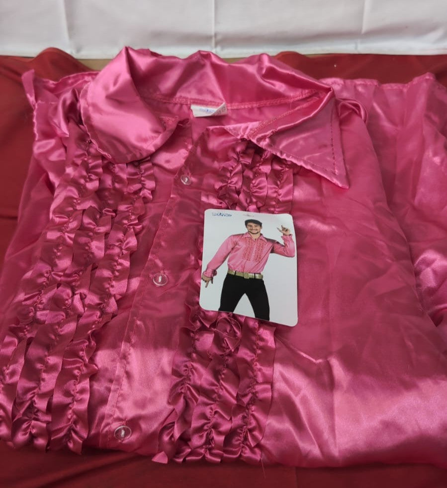 BOLAND - Disco Shirt with Ruffles, Pink, for Men, Costume, Party