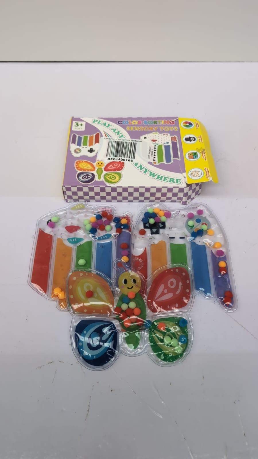 3PCS Colour Sorting Toys, Fish, Bee, Gamepad Shapes Sensory Toys (box damaged)