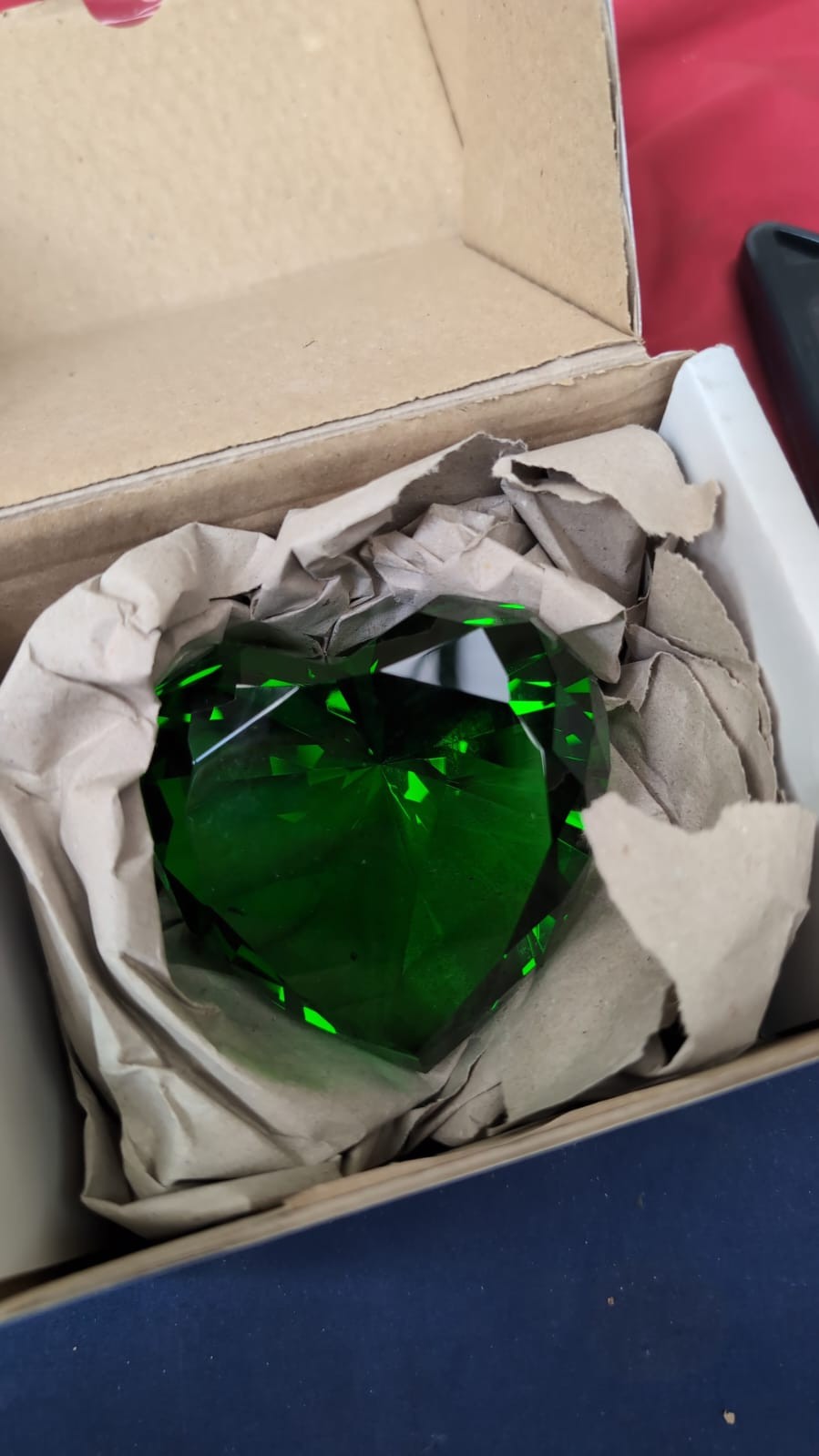 Emerald Crystal Diamonds Paper Weights with Gift Box,80mm Chaos Heart Shape Real