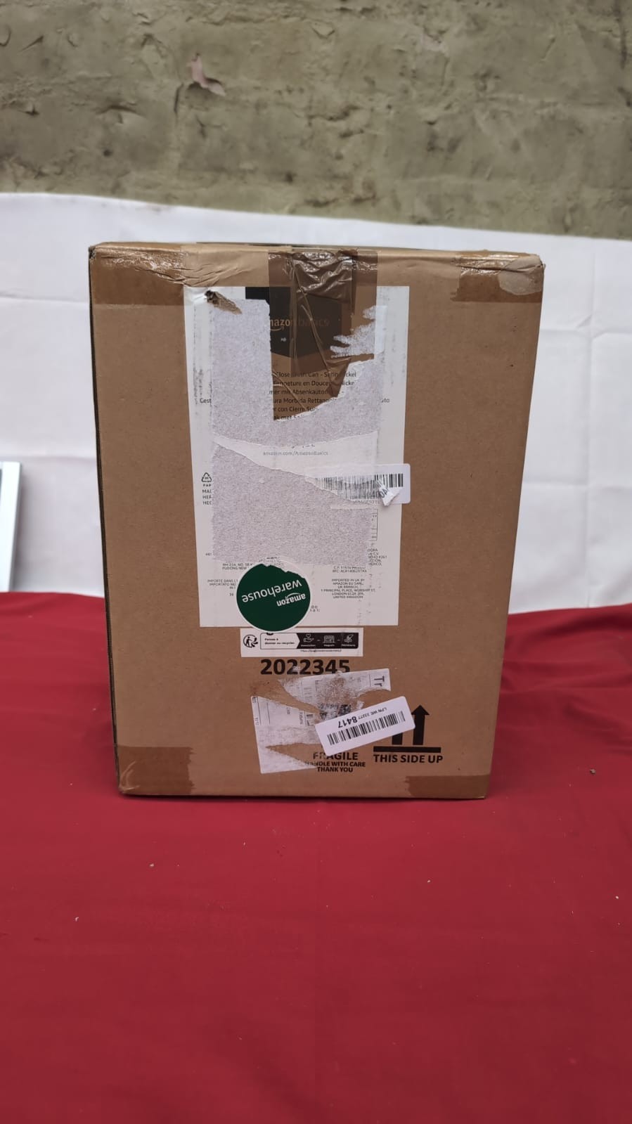 Amazon Basics Smudge Resistant (Box damaged slow close trashcan satin nickel)