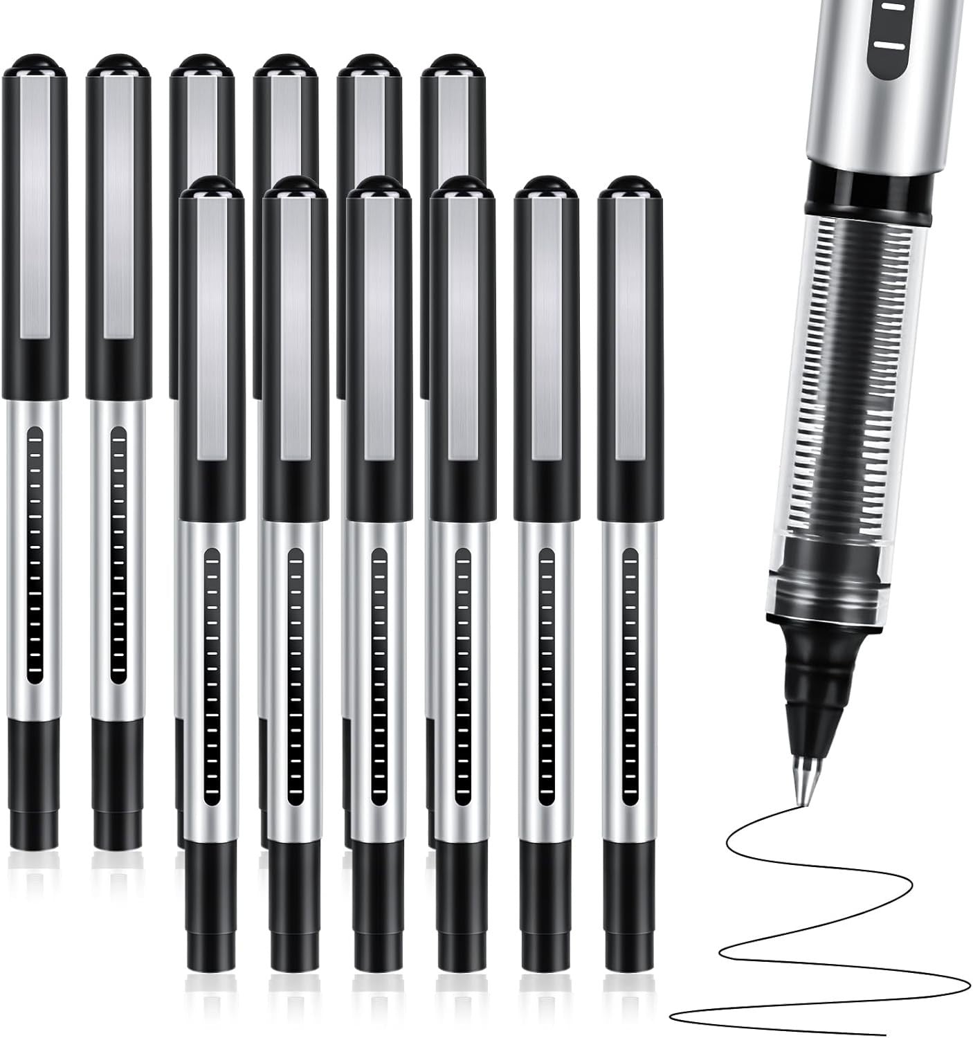 Rollerball Pens, 12 Pack 0.5 mm Fine Point Pen Set, Quick Drying Pens