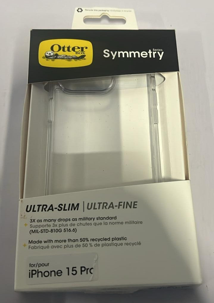 OtterBox Symmetry Clear Case for iPhone 15 Pro, Shockproof (BOX DAMAGED)