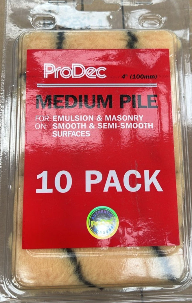 ProDec 10 Piece Medium Pile 4" Mini Rollers for Emulsion Paint