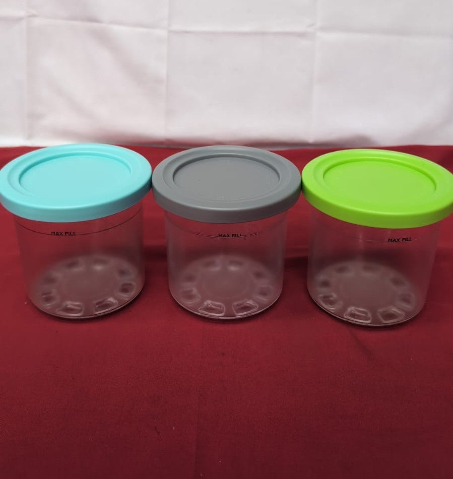 3 Pack Reusable BPA-Free Ice Cream Pints Containers,10cm