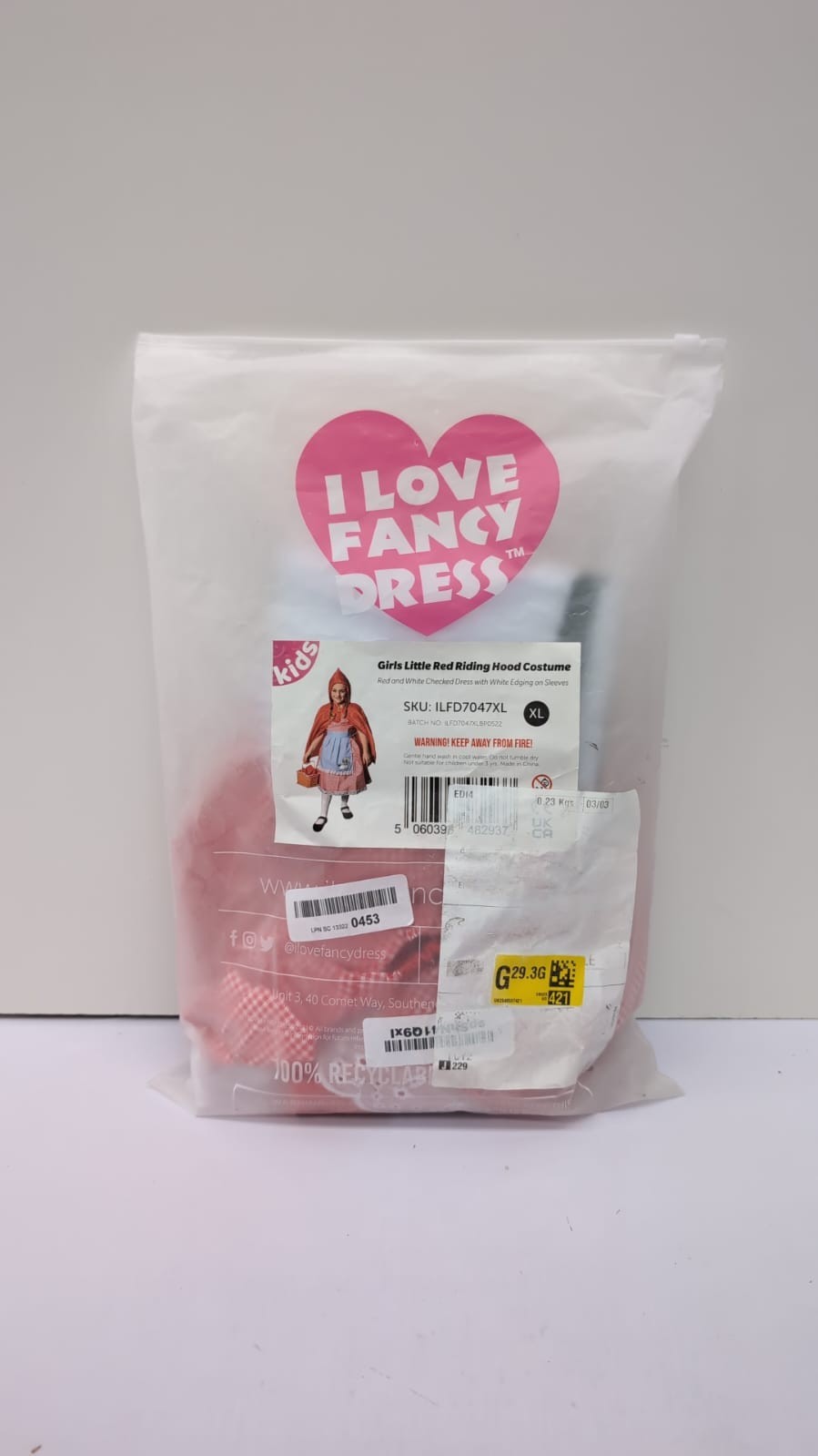 I LOVE FANCY DRESS Girls Little Red Riding Hood Costume Red  XL(PACK DAMAGED)