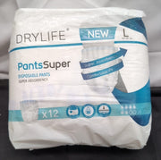 Drylife Pants Super Disposable  Pants Large (Pack of 12, Packaging Damaged)