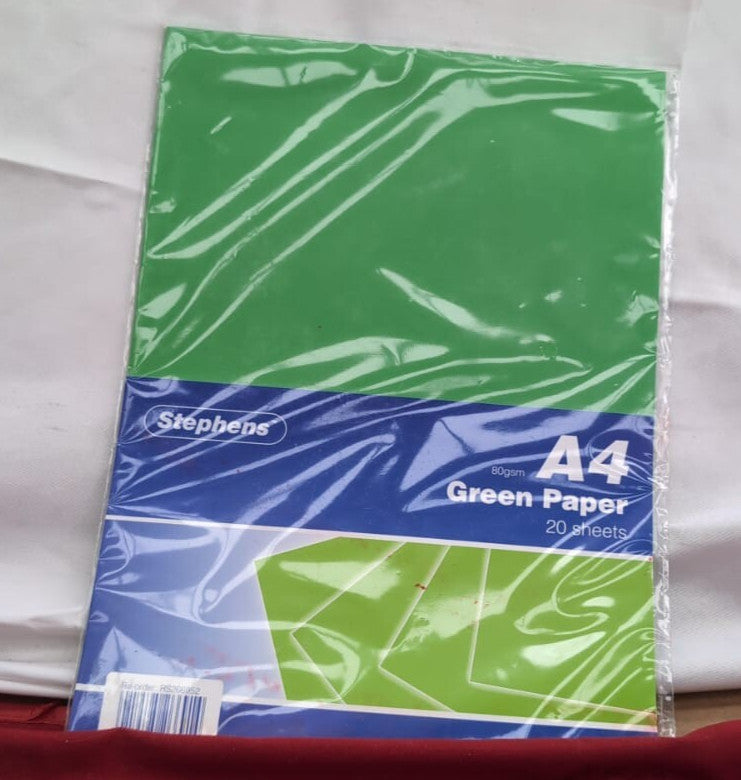 Stephens Coloured Paper Green A4 80gsm 20 Sheets, Great for Printing, Photocopy