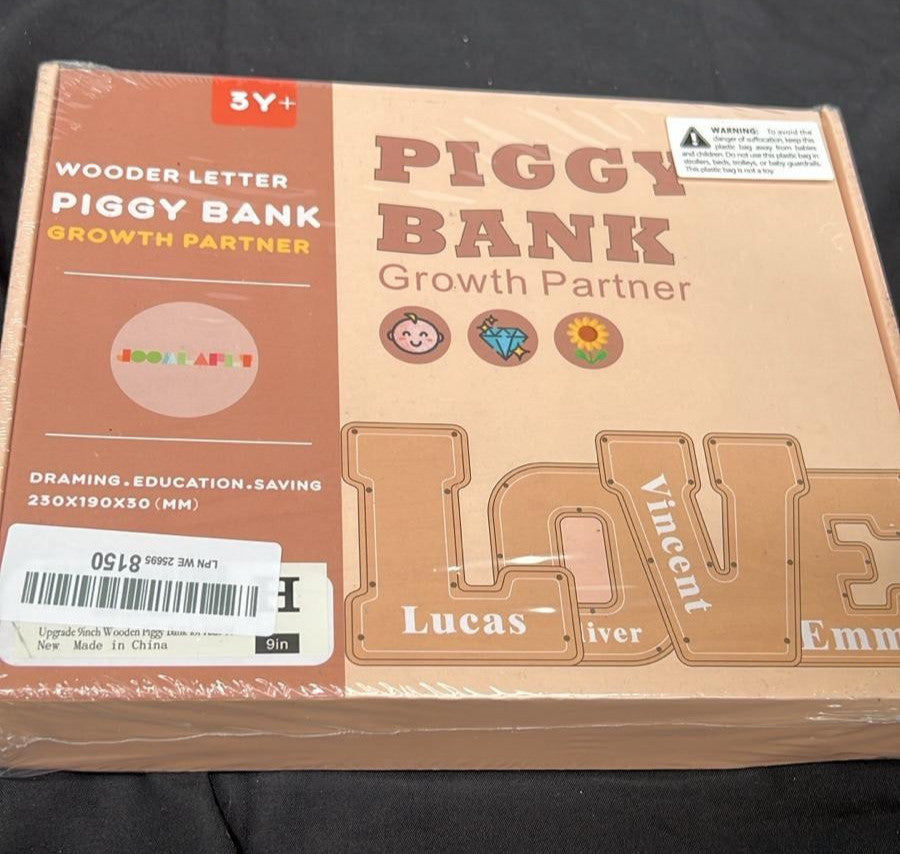 Upgrade 9inch wooden piggy