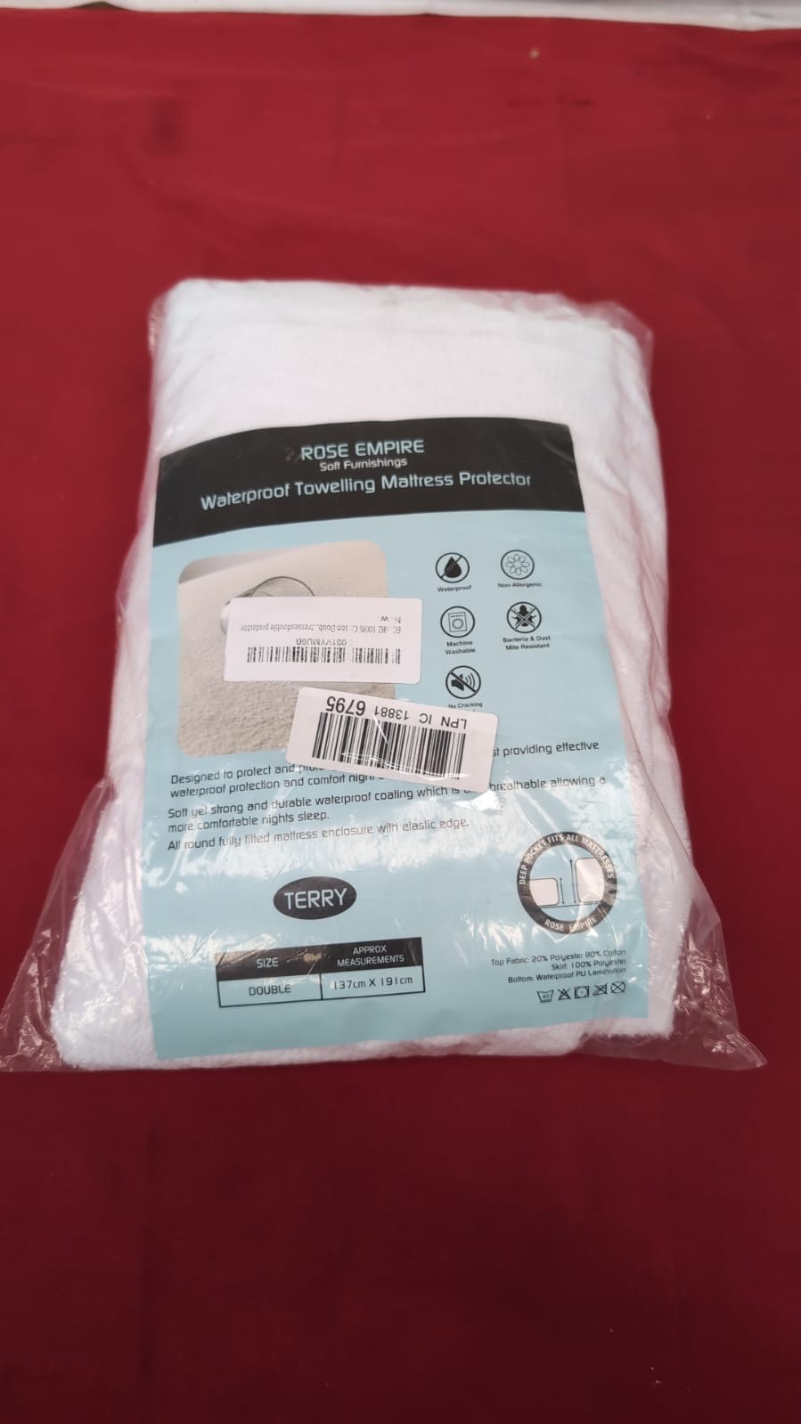 Cotton Double Waterproof Mattress Protector Double(packaging damaged)