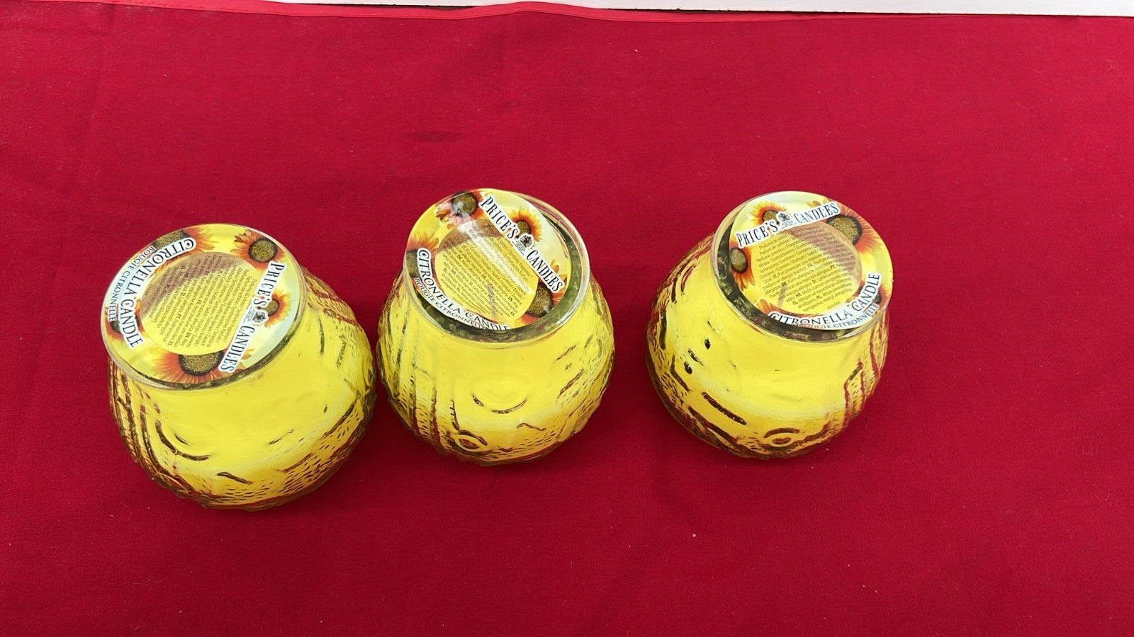Price's Candles Pack of 3 Citronella Candles , Yellow