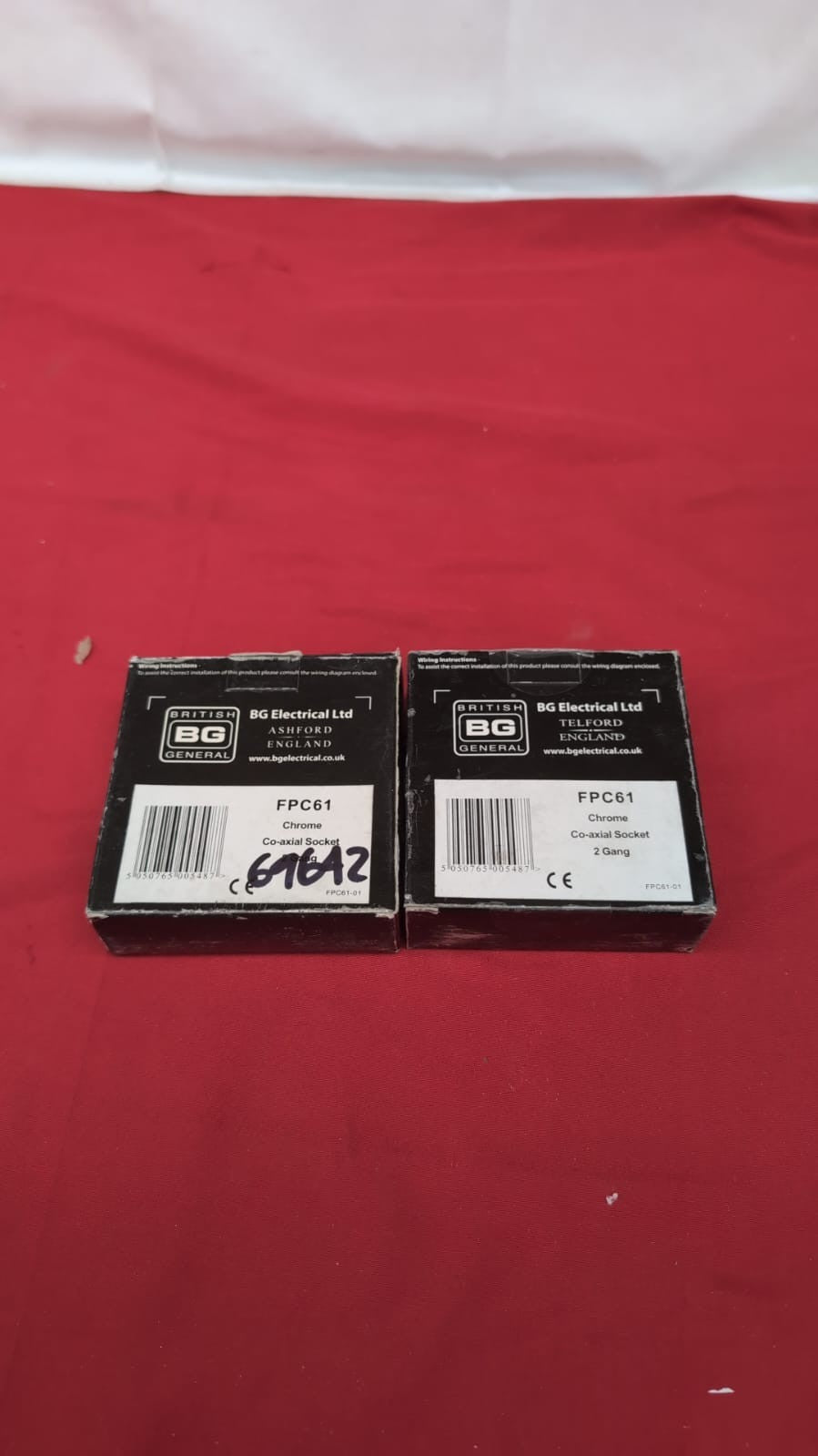 BG Flat Plate Screwless Chrome Coaxial Socket Twin 2 Gang (2PACK BOX DAMAGED)