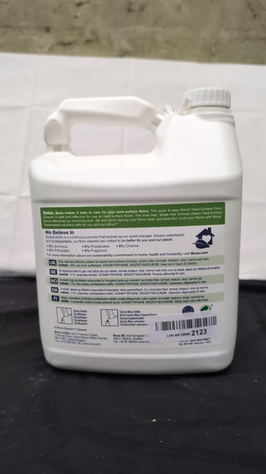 Bona Hard-Surface Floor Cleaner Liquid  for Stone, Tile, Laminate(USED-3.5L/4L )