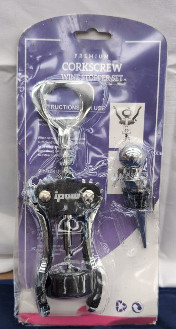 Ipow Red Wine Beer Bottle Opener Corkscrew with Wine Stopper (packaging damaged)