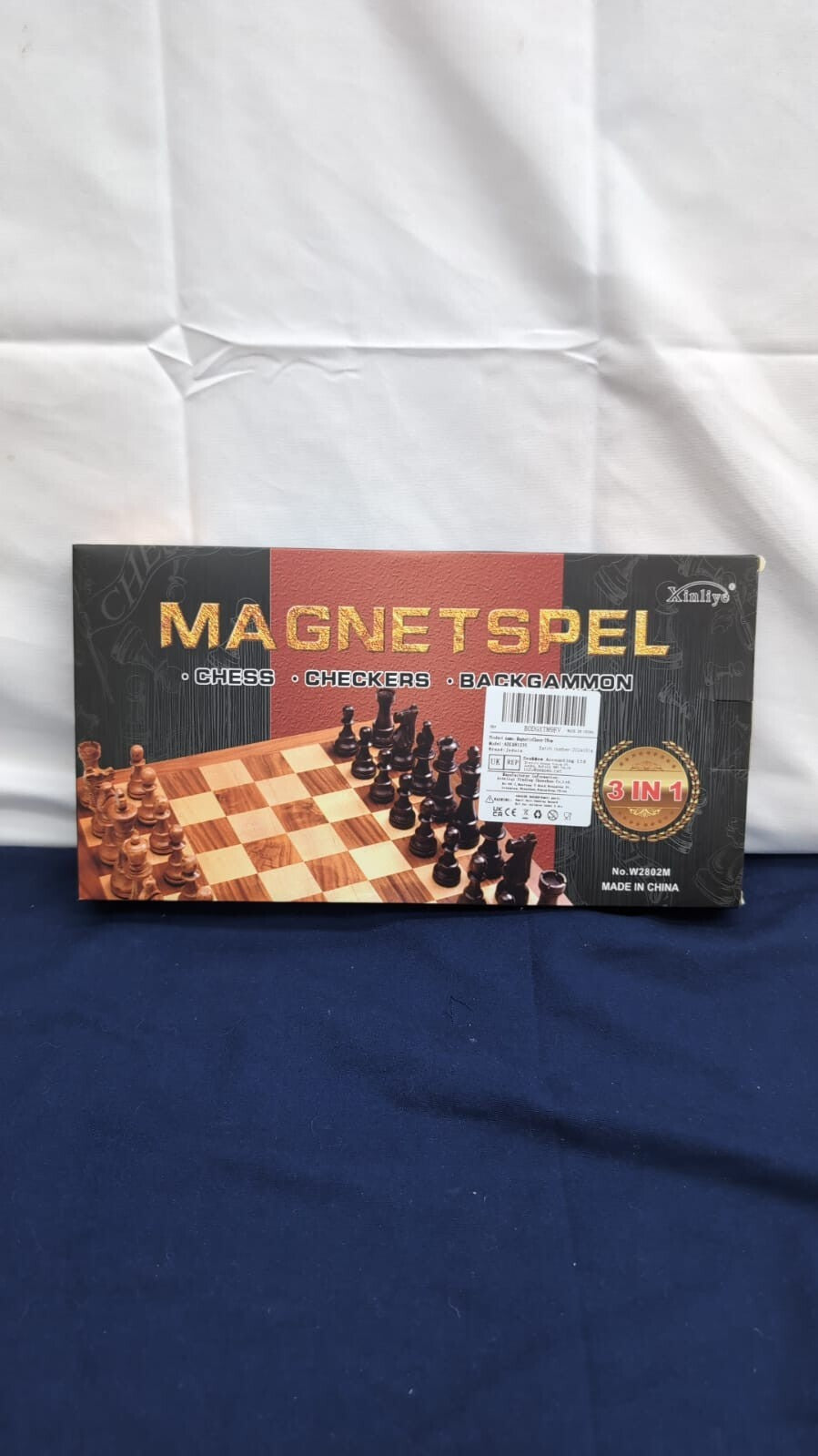 3 IN 1 Magnetspel Chess Set Draughts Board Games Backgammon, 12" Wooden